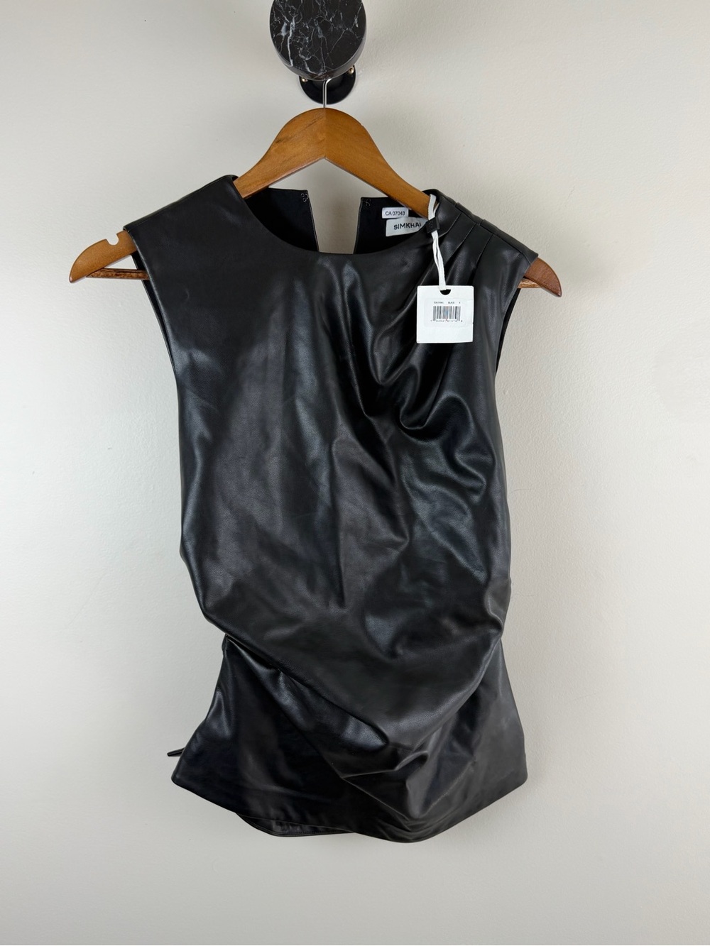 SIMKHAI Black Faux Leather Sleeveless TOP